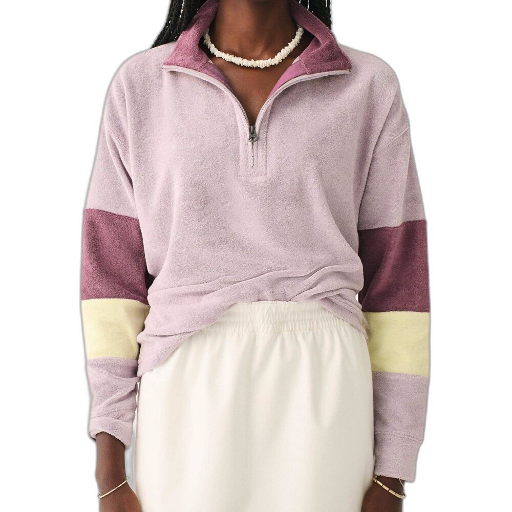 Faherty Cabana Towel Terry Half Zip Colorblock Pullover Multi Women’s Size S